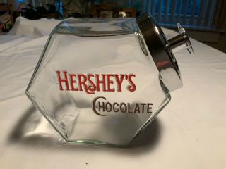 Vintage Hershey’s Chocolate Glass Candy Jar/container With Lid