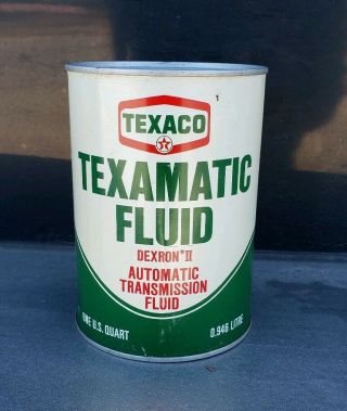 Nos Vintage Texaco Texamatic Dexron Transmission Fluid 1 Quart Auto Oil Tin Can