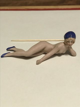 A 3” German Bisque Miniature Nude Bathing Doll/figurine Beauty