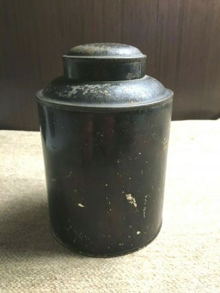 Civil War Period Flat Bottom Tin Storage Container,  Gun Powder,  Coffee,  Tea