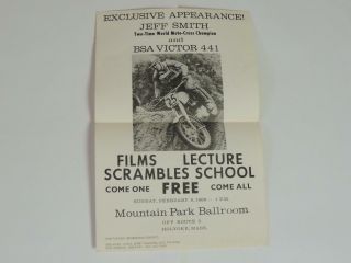 Vintage Jeff Smith Moto Cross Lecture Flyer Bsa 441 Victor L494