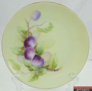 1908 - 1939 Thomas Bavaria " Sevres " Hand Painted 8.  5 " Plate Purple Plums Branch