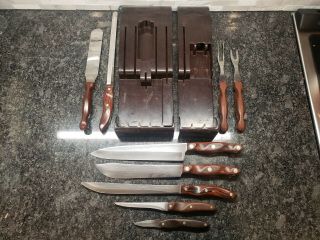 Vintage Cutco 11 Piece Set With 2 Brown Knife Holders 20 21 22 23 24 25 26 27 28