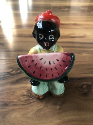 Vintage Black Americana Salt And Pepper Shakers Boy With Watermelon