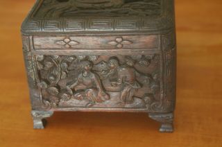 Vintage Hand Carved Trinket Jewelry Box Asian Chinese Wooden 3