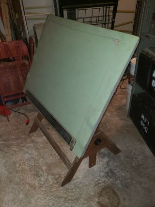 Vintage Drafting Table Tilting Wood Architect Cast Iron Mayline Board 42 X 31