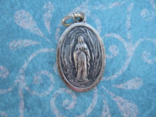 Vintage Catholic Medal Mary Our Lady Of Lourdes & St.  Bernadette From 1950 