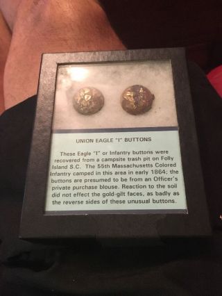 Civil War Artifacts Union Eagle I Buttons Recovered On Folly Island S.  C