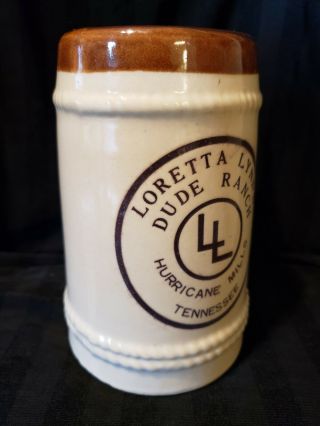 Loretta Lynn ' s Dude Ranch Souvenir Beer Mug Ceramic Stein Hurricane Mills TN 2
