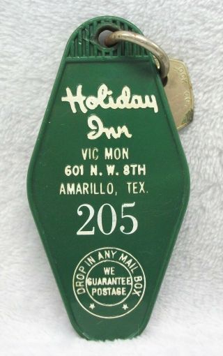 Vintage Holiday Inn Amarillo Texas Hotel Motel Key Fob Ring Chain W/key Vic Mon
