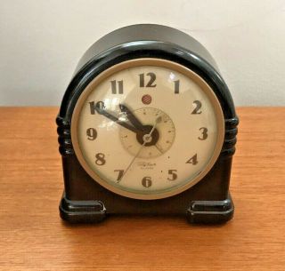 Art Deco Telechron Alarm Clock Model 7h154 Bakelite