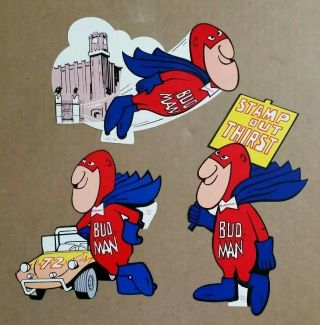 " Bud Man " Budweiser Beer Decals (3),  Early 1970 