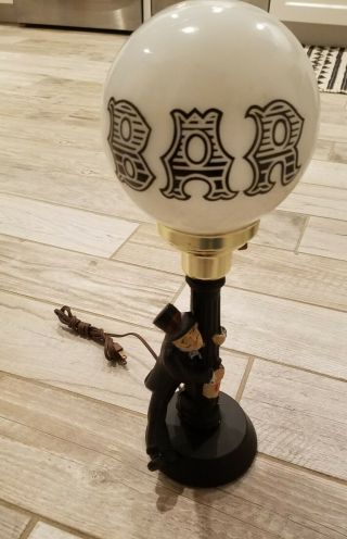 Vintage Drunk Hobo Holding Lamp Post Glass Globe Bar Lamp