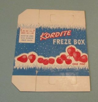 1961 Kordite Freze Box For Freezing Fruit In Bags One Pint Folding Cardboard Box