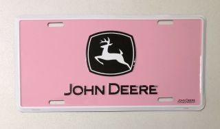 John Deere Black White Logo Pink Metal License Plate Tag Car Truck Auto Tractor