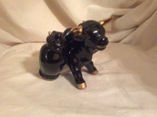 Vintage 3 Piece Set Black Bull Cow Carrying Salt & Pepper Shakers Japan 2