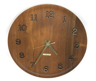 Westclox 46243 Mid Century Nocord Camden Walnut Wood Wall Clock 12 "