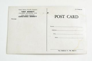 1960 ' s Tony Bennet Sahara Hotel Las Vegas Post Card w/ Constance Bennett 2