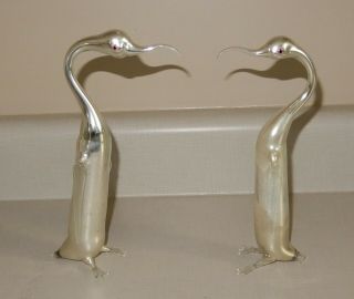 Vintage Hand - Blown German Mercury Glass Abstract Penguin Figurines 9 " Tall
