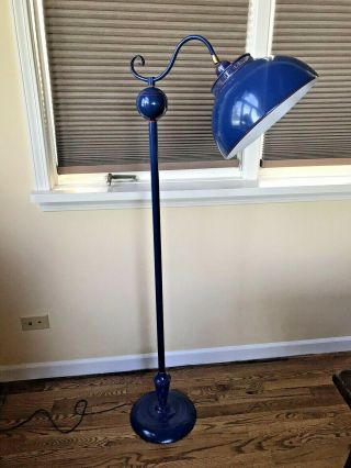 Vintage Mid Century Blue Metal Floor Lamp Adjustable Head
