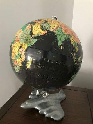 Aviation Black World Globe Table Lamp With Airplane Base C1987 32 Years Old Usa