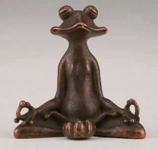 China Old Bronze Hand - Cast Buddhist Frog Figurine Statue Gift Collec Old