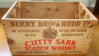 Vintage Cutty Sark Scotch Whiskey Wooden Crate / Box Berry Bros