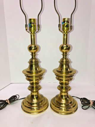 Vintage Matched Pair Stiffel Brass Lamps Two