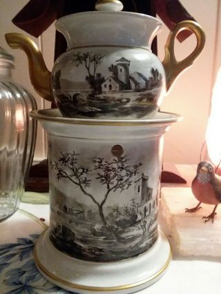 19th Century Veilleuse Tea Warmer Pot French France Porcelain Hb Choisy Le Roi