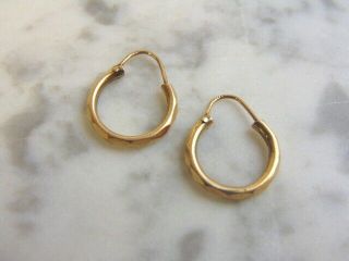 Pr Womens Vintage Estate 14k Yellow Gold Hoop Earrings 1.  7g E2582