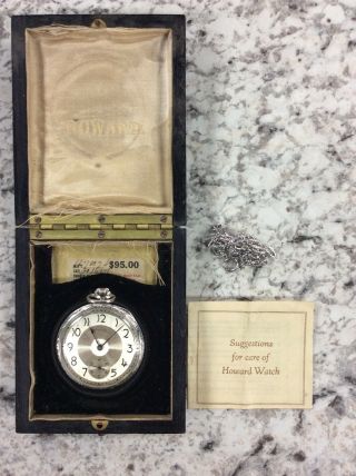 Antique E.  Howard Watch Co.  14k White Gold Filled Open Face Pocket Watch W/ Case