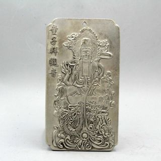 Collectable China Old Miao Silver Hand - Carved Children Kwan - Yin Delicate Pendant