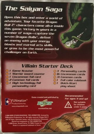 Dragon Ball Z Collectible 2000 Card Game Saiyan Saga Series Villain Starter Deck 2