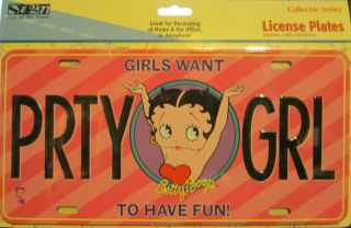 Betty Boop Girls Want To Have Fun Metal License Plate - Prty Grl Retired
