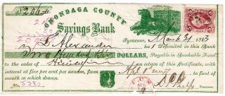 Civil War 1863 $206 Certificate Onondaga County Savings Bank Ny Phelps Signed