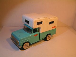 Vintage Tonka Pick Up Truck Camper,  Pressed Steel Toy Vehicle 1960 