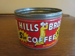 Vintage Hills Bros Coffee Tin 1 Lb Red Can Brand