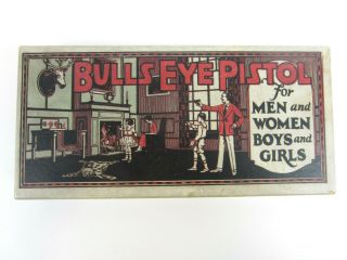 Rare Vtg 1937 Bulls Eye Bullseye Mfg Co Pistol Rubber Band Gun Bird Targets Box