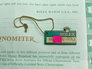 VINTAGE 1981 ROLEX PRESIDENT DAY DATE 1803 WATCH CERTIFICATE BLANK WITH TAG 2