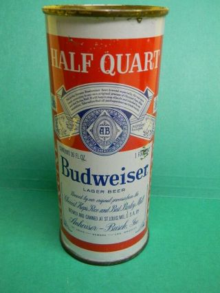 Vintage Flat Top Budweiser Half Quart 16oz Beer Can St.  Louis Missouri Newark Nj