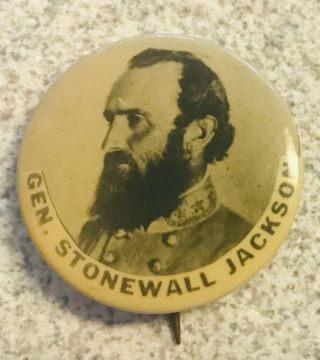 1.  25 " Real Photo Pinback,  Confederate Civil War General,  Gen.  Stonewall Jackson