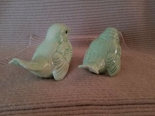 Vintage Pair Goebel W.  Germany Collectors Pale Green Bird Figurines CV73 CV74 2