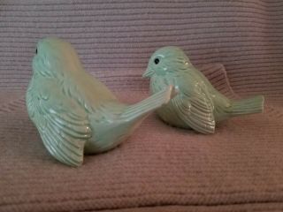 Vintage Pair Goebel W.  Germany Collectors Pale Green Bird Figurines CV73 CV74 3
