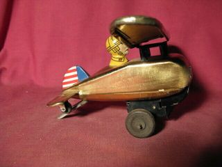 Vintage Louis Marx Tin Wind Up Looping Roll Over Airplane. 2