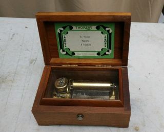 Vintage Thorens 3 Song 36 Note Music Box Wood Walnut