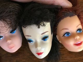 3 Vintage Barbies Doll Heads Ponytail Barbie Doll 3 " Tlc