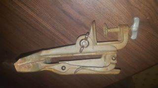 Antique Vintage Hand Saw Sharpening Vise Bench Top Clamp Sharpener Tool Castiron