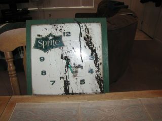 Vintage Sprite Clock Wall Mount 1950s Rigid Plastic  For Repair Not