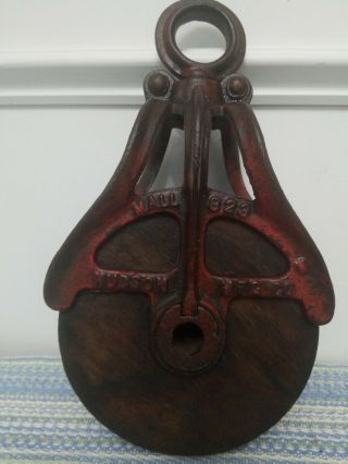 Antique / Vintage Cast Iron & Wood Pulley