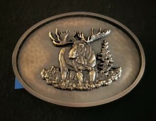Montana Silversmiths Hammered Gunmetal Oval Moose Buckle Nwt Retail $89